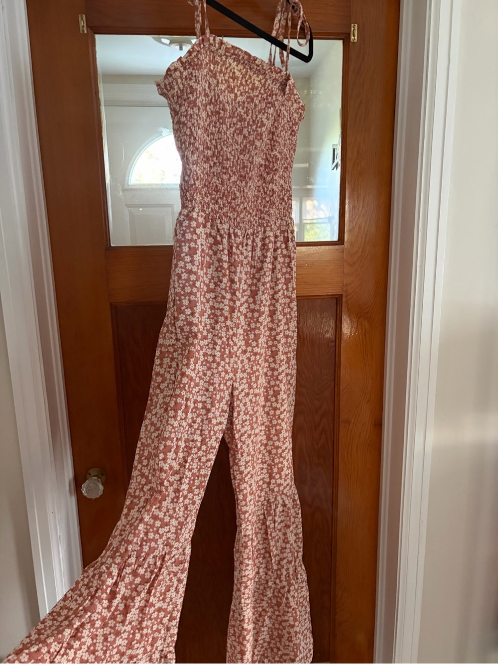 Women's Pink Floral Smocked Jumpsuit